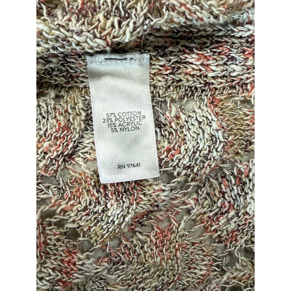 J Jill L Open Knit Crochet Sweater Pebbled Multi Speckled Diamond Pattern - Picture 8 of 9